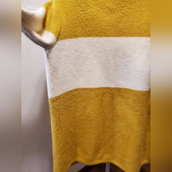 Anthropologie La Fee Verte Yellow and White Striped Cardigan Size L - Picture 3 of 5